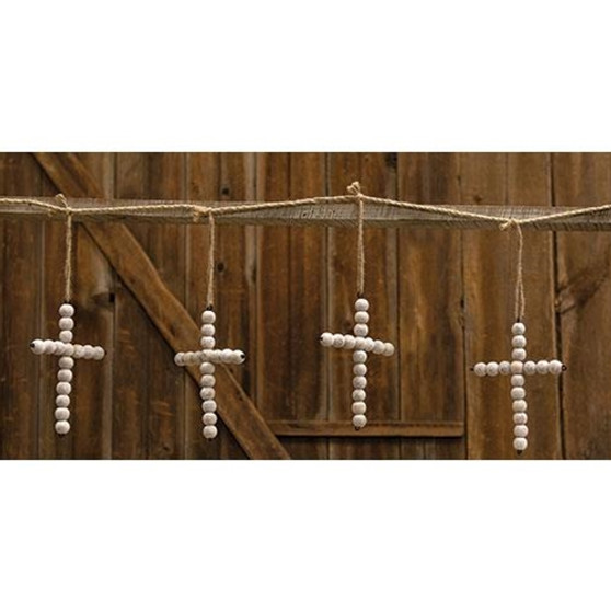 White Washed Bead Cross Garland