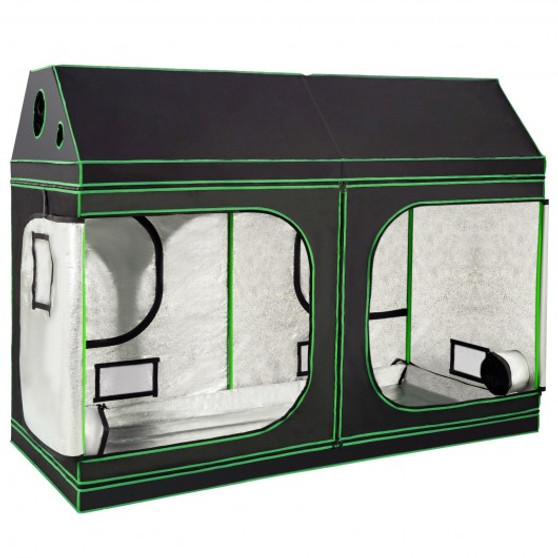 "AP2185" 96"X48"X72" Mylar Hydroponic Grow Tent Roof Cube With Observation Window And Tray