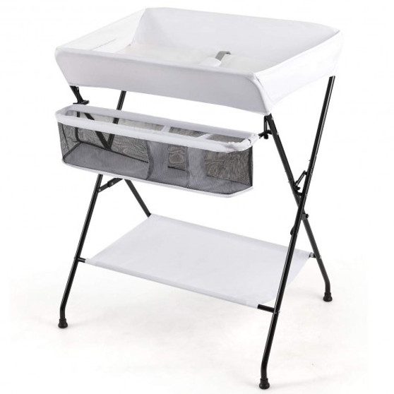 "BB5402WH" Portable Infant Changing Station Baby Diaper Table With Safety Belt-White