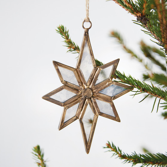 Antique Mercury Glass Star Ornament (Box Of 2)