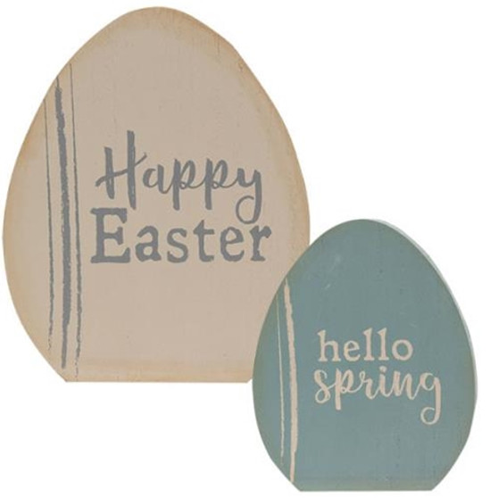 CWI 2/Set Happy Easter Wooden Egg Sitters "G35533"
