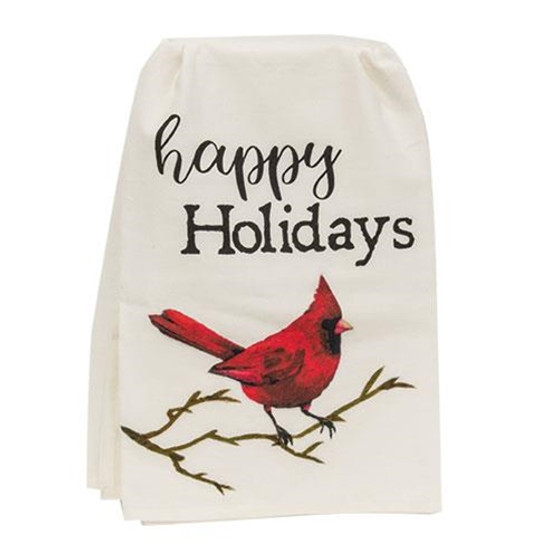 CWI Happy Holidays Cardinal Dish Towel "G54043"