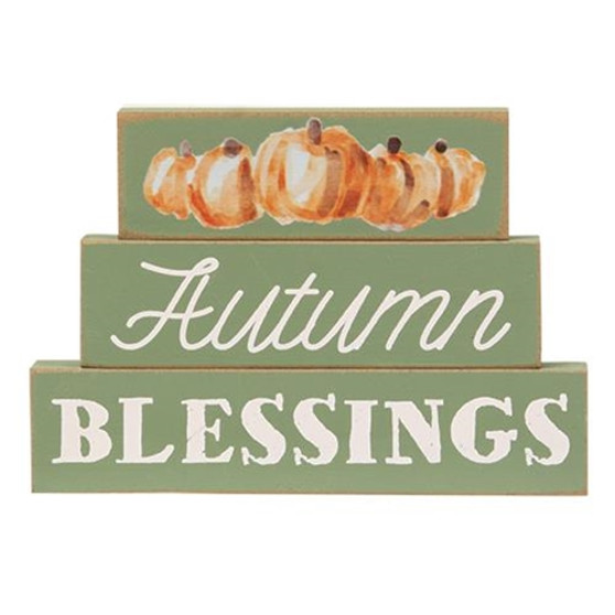 Autumn Blessings Pumpkin Stacked Blocks (Set Of 3) G35549