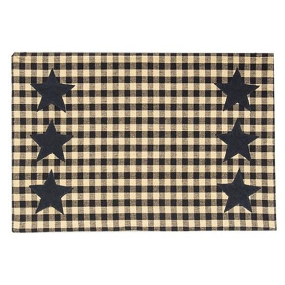 Black & Tan Check Star Applique Placemat G54063 By CWI Gifts