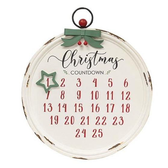 Distressed Christmas Bulb Countdown Calendar W/Star Magnet G65184 By CWI Gifts