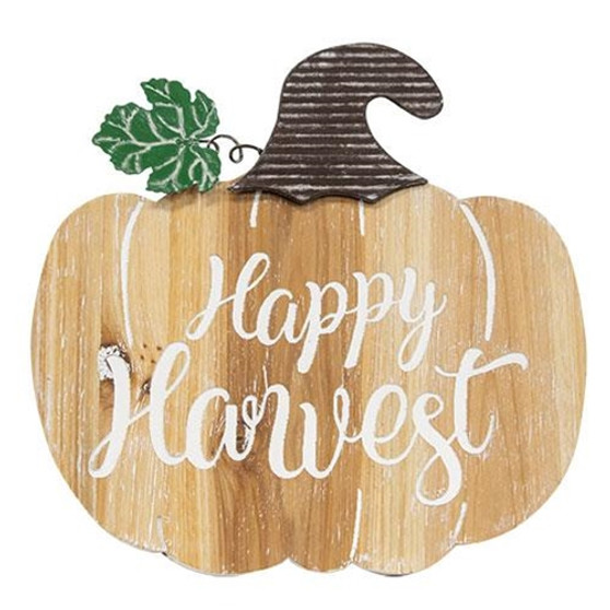 Happy Harvest Engraved Wooden Pumpkin Sign With Easel Back G70078