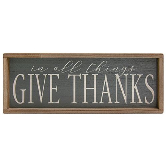 In All Things Give Thanks Weathered Framed Sign G91016