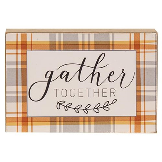 *Gather Together Plaid Box Sign G91040 By CWI Gifts