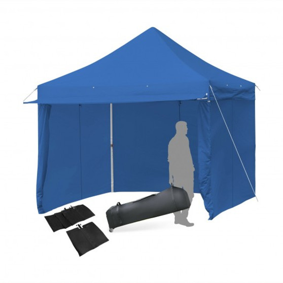 10X10Ft Pop Up Gazebo With 4 Height And Adjust Folding Awning -300' Blue "OP70818BL"