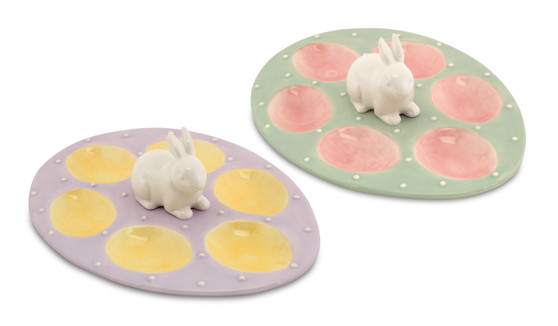 Easter Bunny Egg Plate (Set Of 2) 10"D Ceramic 58815DS