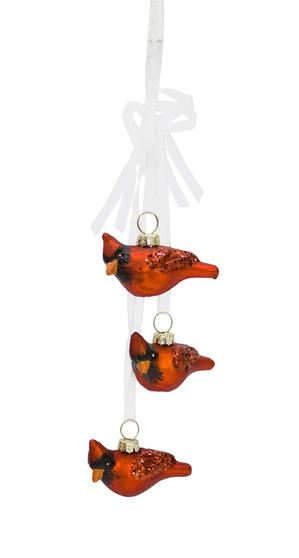 Cardinal Bundle Ornament (Setof 12) 8"H Glass 68497DS