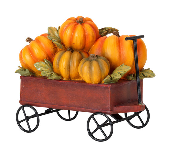 Wagon W/Pumpkins 6.25"L X 5"H (Set Of 4) Resin 81461DS