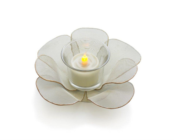 Mesh Floral Votive Holder (Set Of 2) 6.5"D X 2.5"H Metal/Glass 82198DS