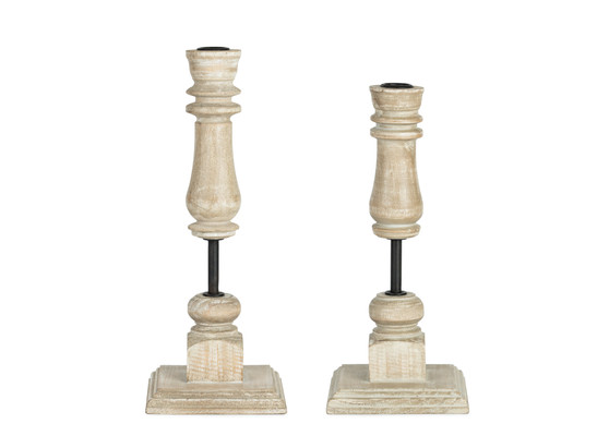 Taper Candle Holders (Set Of 2) 11.5"H, 13"H Wood/Iron 82276DS