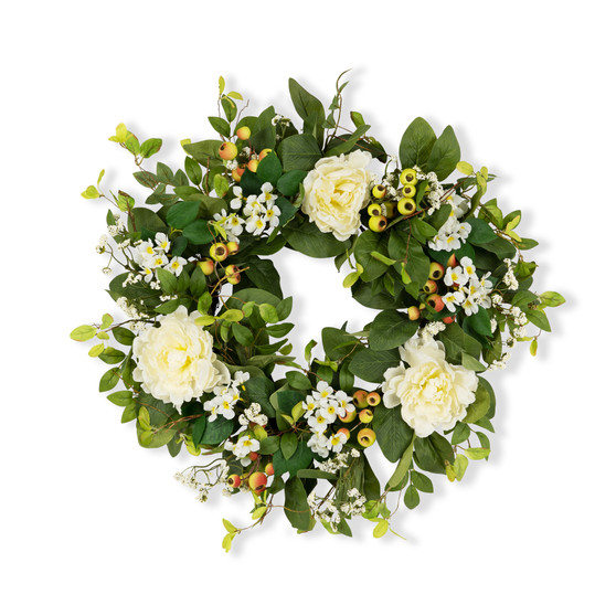 Mixed Peony Wreath 24"D Twig/Fabric 82558DS