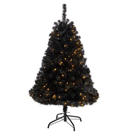 4' Black Artificial Christmas Tree With 170 Clear Led Lights (T3263)