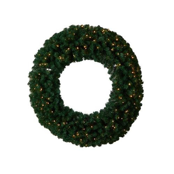 48" Large Artificial Christmas Wreath With 714 Bendable Branches And 200 Warm White Led Lights (W1308)