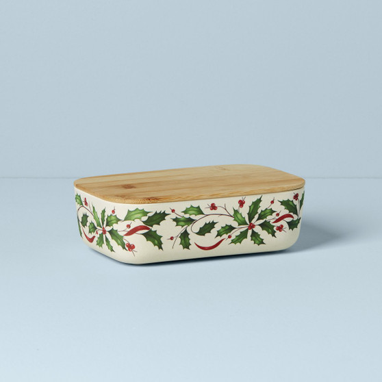 Holiday Rectangular Server With Bamboo Lid (893501)