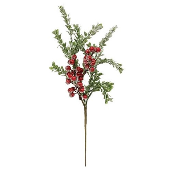 Icy Glittered Boxwood & Berry Pick FT28015