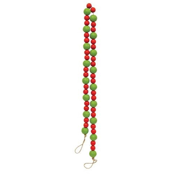 Red & Green Wooden Bead Garland FT79700