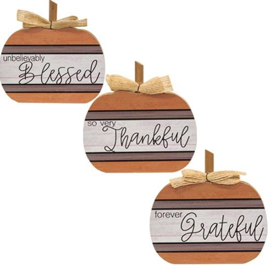 Autumn Blessings Chunky Pumpkin 3 Assorted (Pack Of 3) G35062