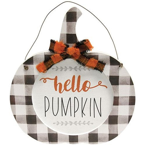 Hello Pumpkin Hanging Buffalo Check Pumpkin G35610