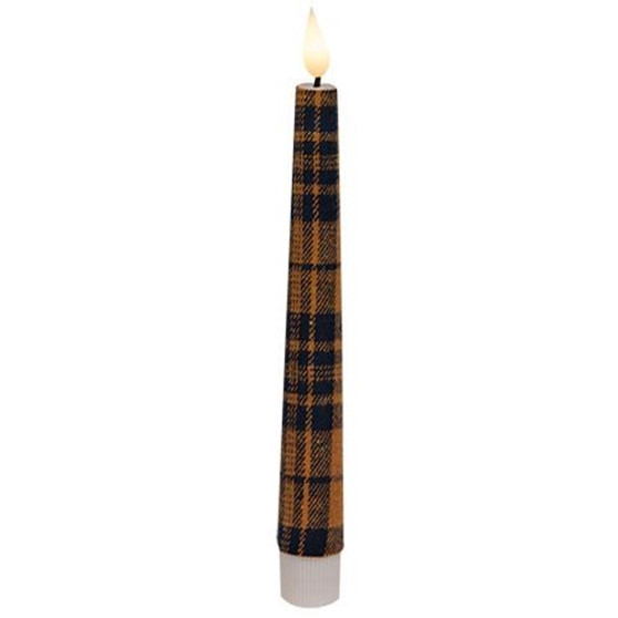 *Fall Plaid Realistic Flame Led Timer Taper GLFS12432T By CWI Gifts