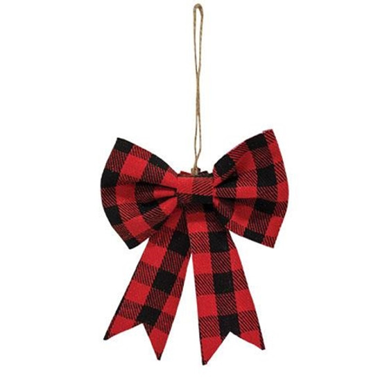 Red & Black Buffalo Check Bow Clip Ornament GM11373