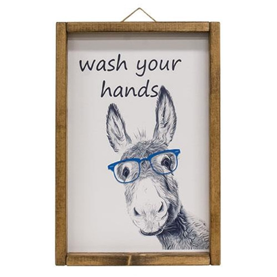 Wash Your Hands Donkey Framed Sign GPRT03