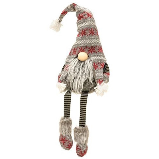 Small Gray Fur Gnome With Dangle Leg GZOE3053 By CWI Gifts