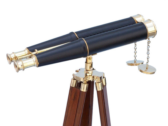 Floor Standing Admiral'S Brass/Leather Binoculars 62" BI-0311-Leather