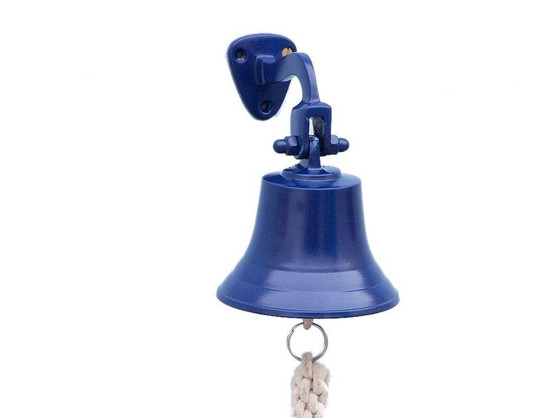Solid Brass Hanging Ship'S Bell 6" - Blue Powder Coated BL-2019-5-Blue