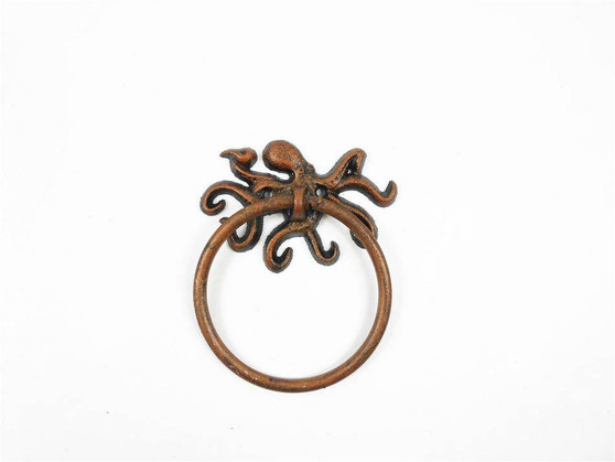 Rustic Copper Cast Iron Octopus Towel Holder 6" K-9050-OCT-RC