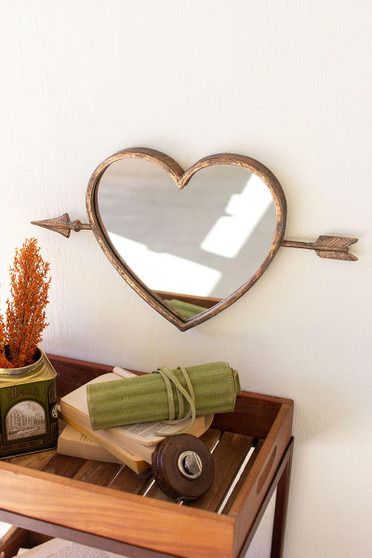 Antique Brass Heart Wall Mirror (CLL2616)