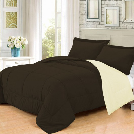 3 Pc Goose Down Alternative Reversible Comforter Sham Twin Full /Queen And King-White-Twin Size (HT0729T)