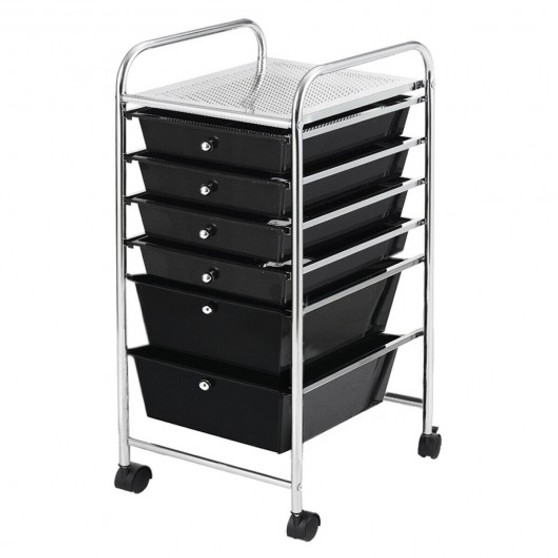 6 Drawers Rolling Storage Cart Organizer-Black (HW53824BK)