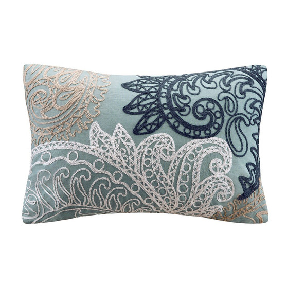 100% Cotton Dec Pillow W/ Embroidery - Blue II30-208