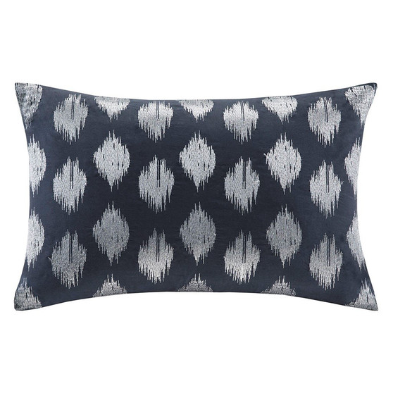 100% Cotton Embroidered Oblong Pillow - Navy II30-545