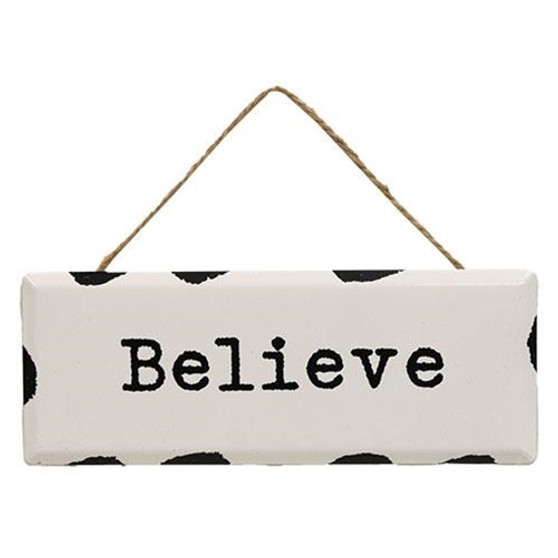 Believe Distressed Metal Sign Ornament G2547330