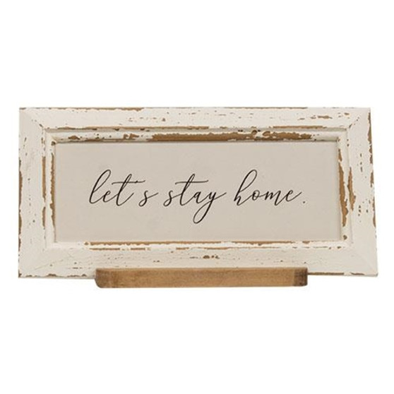 Let'S Stay Home Distressed Frame W/Holder G65179