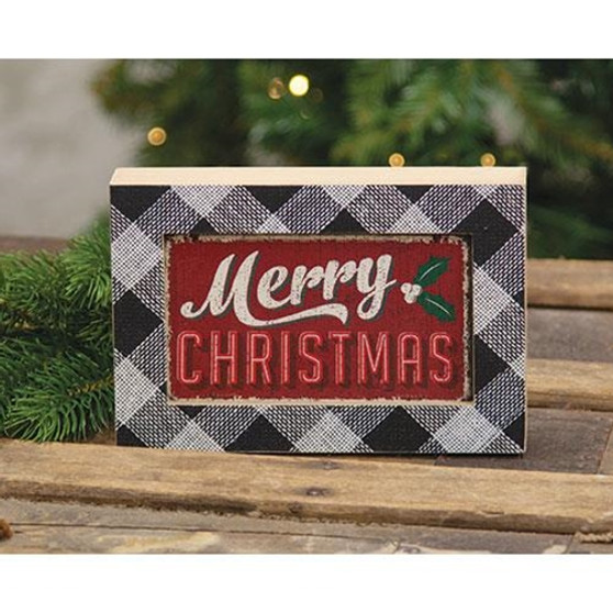 *Black & White Plaid Merry Christmas Sign GHY03010 By CWI Gifts