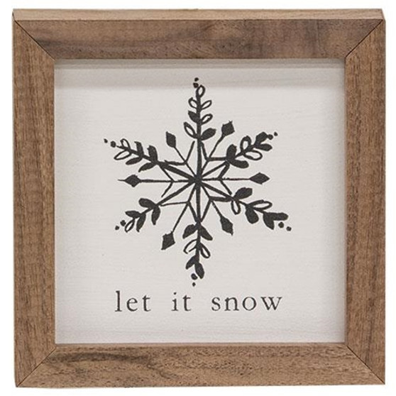 Let It Snow Black & White Snowflake Mini Framed Print GKH27