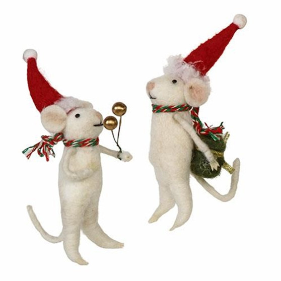 Felted Mouse Ornament 2 Asstd. (Pack Of 2) GQHT2537