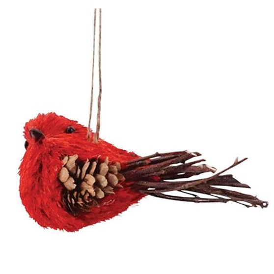 Red Sisal Bird Ornament GSHN2608