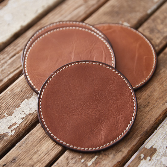 Set Of Four Leather Coasters 510564