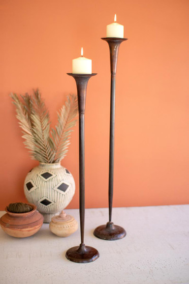 Set Of Two Tall Metal Candle Holders (CLL2656)