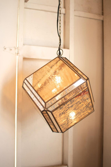 Glass And Iron Pendant Light - Antique Mirrors (NEP1068)