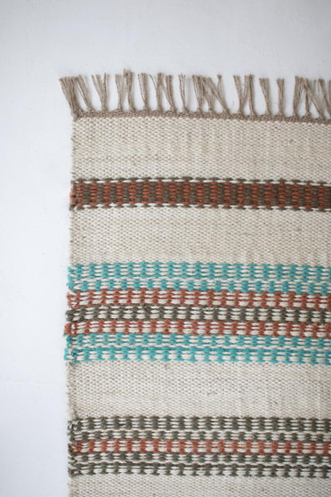 Jute Rug With Turquoise Stripes - 72X48 (NSSD1048)