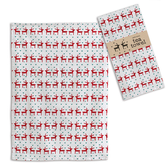 Reindeer Tea Towel (Pack Of 4) 780087