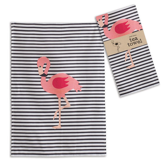 Flamingo Striped Tea Towel (Pack Of 4) 780092